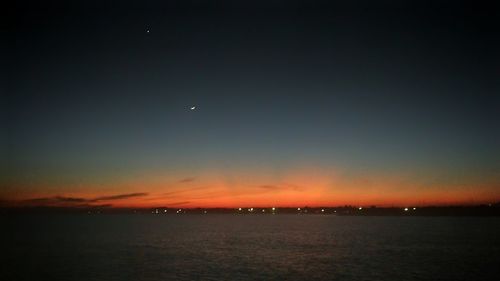 Scenic view of sea at night