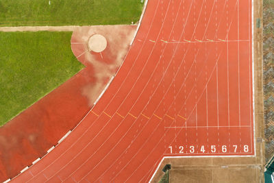 High angle view of basketball court