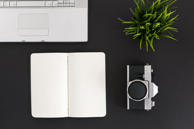 Directly above view of laptop on table