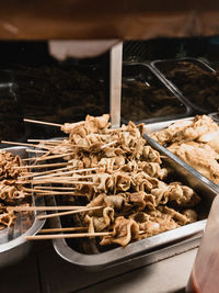 High angle view of food for sale