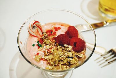 Close-up of breakfast served on table