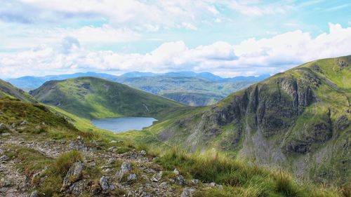 Scenic view of mountains against sky