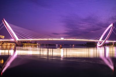 Suspension bridge over river