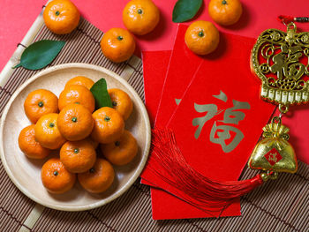 High angle view of fruits in container