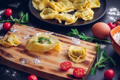 Italian pasta with ingredients. gastronomic concept