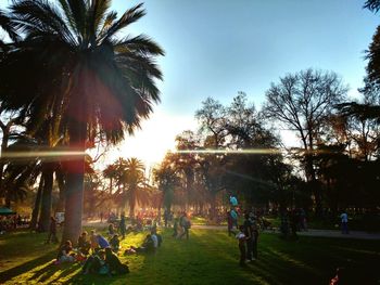 People walking on footpath in park