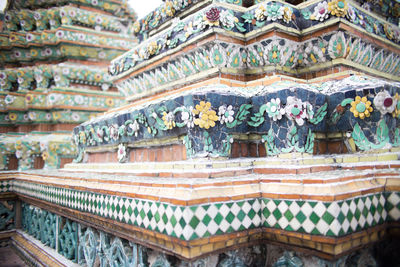 Close-up of carvings on wall of temple