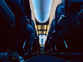 Low section of people sitting in airplane