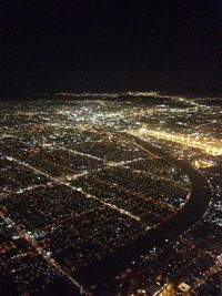 Aerial view of city at night