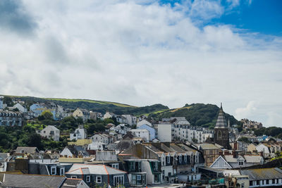 High angle view of townscape against sky