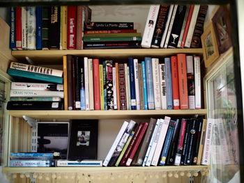 Close-up of books in shelf