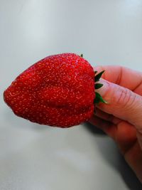 Close-up of strawberry over white background