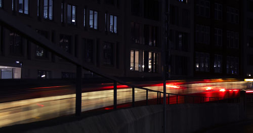 Light trails on road at night