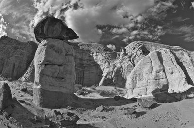Panoramic view of rock formations against sky