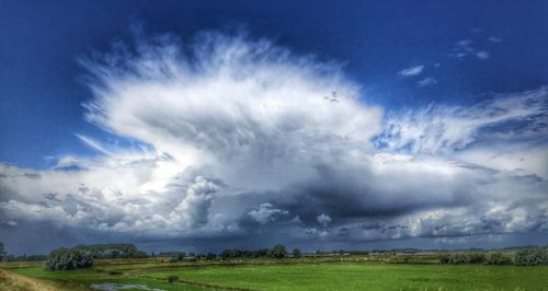 Scenic view of landscape against cloudy sky