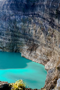 Scenic view of rock formations in sea