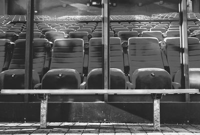 Empty chairs in rows