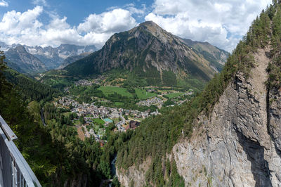 Panoramic view of landscape and mountains against sky