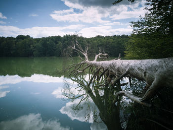 Scenic view of lake against sky