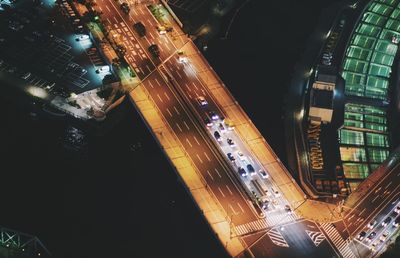 Traffic on city street at night