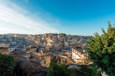 High angle view of townscape against sky