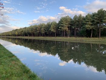 Scenic reflection view of lake against sky in lommel belgium 