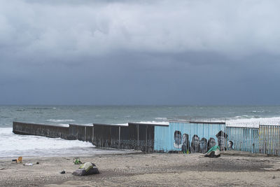 Tents on the beach on the mexican border