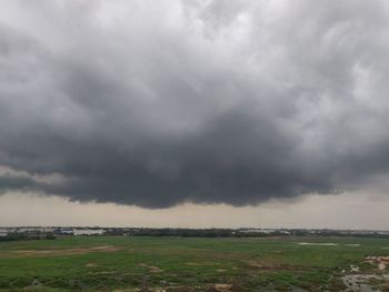 Storm clouds over land