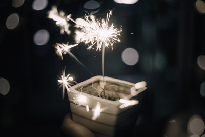 Firework display at night