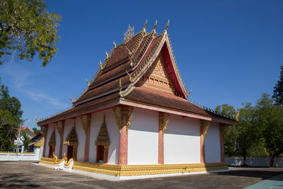 Low angle view of temple building against sky