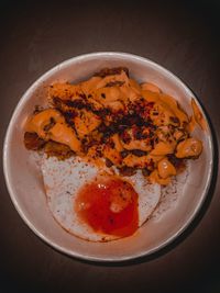 High angle view of ice cream in bowl