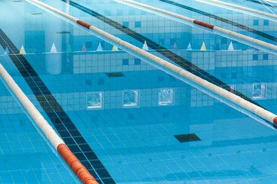 High angle view of empty swimming pool