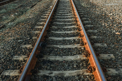 High angle view of railroad tracks