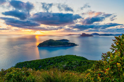 Scenic view of sea against sky during sunset