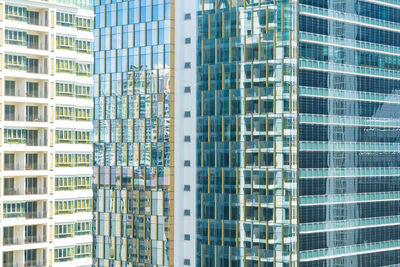 Low angle view of modern buildings in city