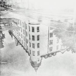 High angle view of road in winter
