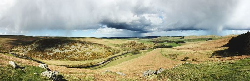 Panoramic view of landscape against cloudy sky