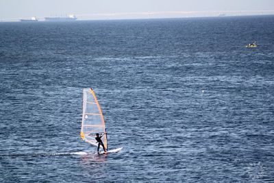 Boat sailing in sea