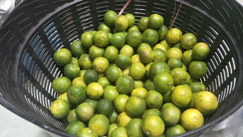 High angle view of fruits in basket