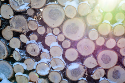 Full frame shot of logs