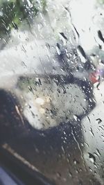 Close-up of water drops on glass