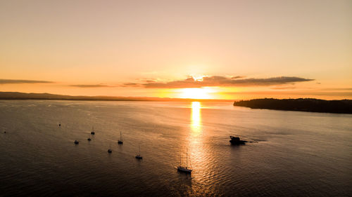 Scenic view of sea against sky during sunset