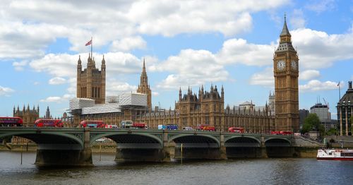Parliament building by bridge