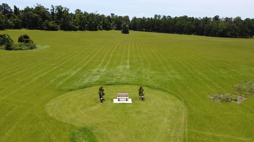 High angle view of golf course