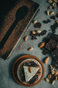 High angle view of food on table