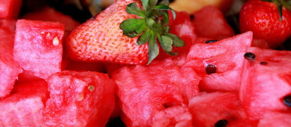 Full frame shot of chopped strawberries