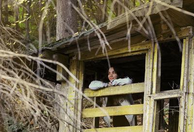 Portrait of a man relaxing in the forest