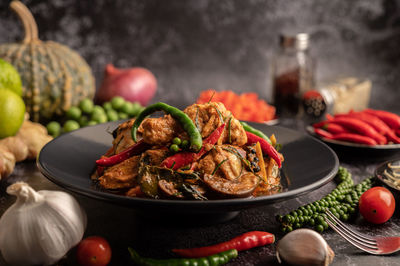 Close-up of food on table