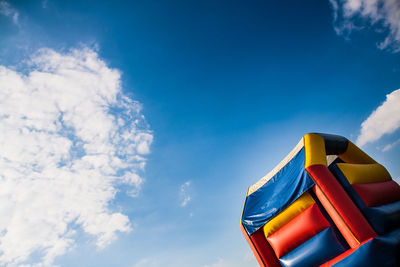 Low angle view of built structure against blue sky