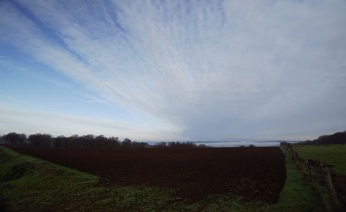 Scenic view of land against sky